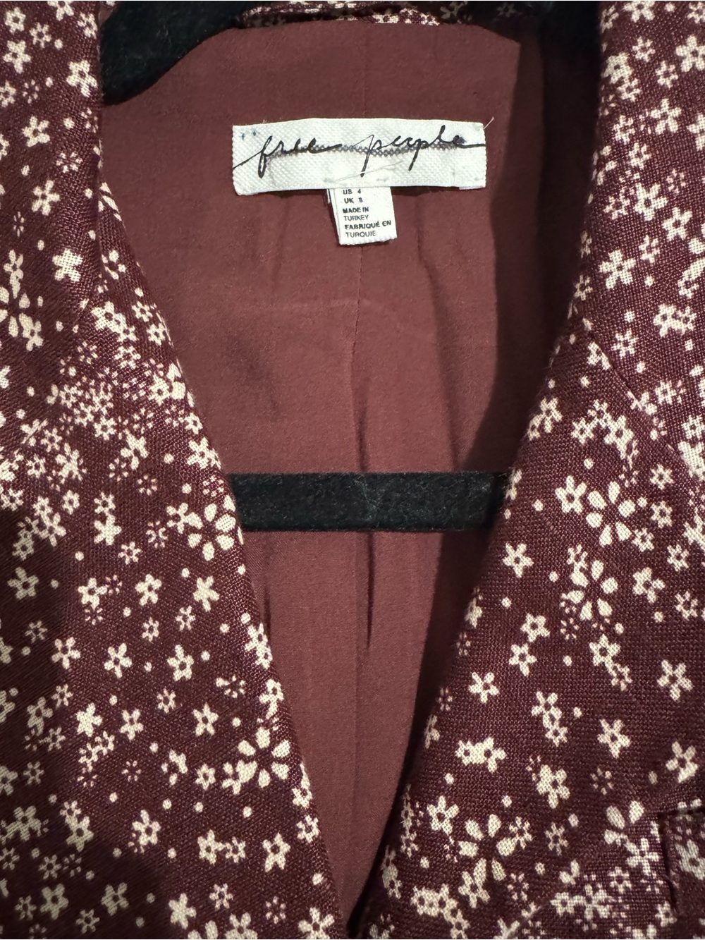 Free People Burgundy Floral Single-Button Blazer - Picture 3 of 9